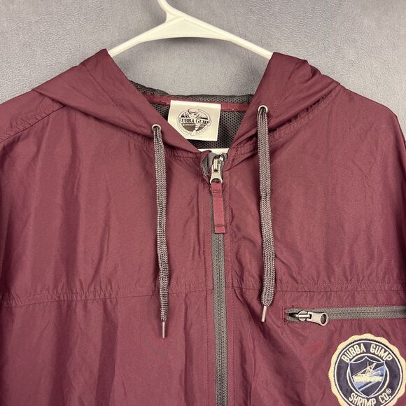 Bubba Gump Windbreaker Jacket Men's XXL Maroon Hooded Shrimp Co Forrest Gump - Picture 9 of 11
